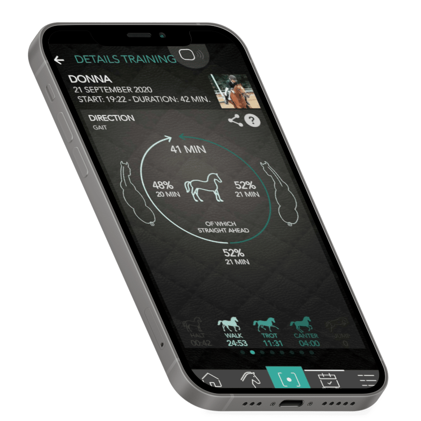 Close-up of Equestic App highlighting the balance in horse training to ensure consistent muscle tone and an even saddle fit.